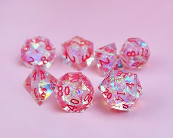 Strawberry sparkling water Style Resin Dice Set | Sharp Edge | Dungeons and Dragons | Cthulhu Dice