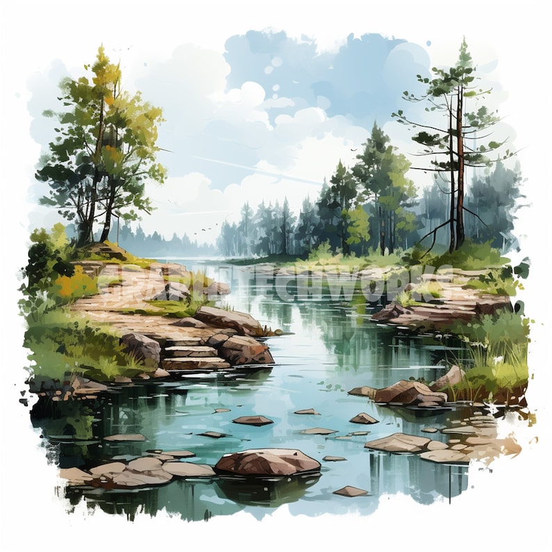 Stone River Clipart 12 Unique High Quality Jpgs digital Etsy