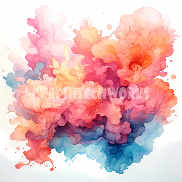 Abstract Clipart 12 unique High Quality JPGs - Watercolor Clip Art Commercial Use Instant Download Clip Art Color Splash  Clip Art Colorful