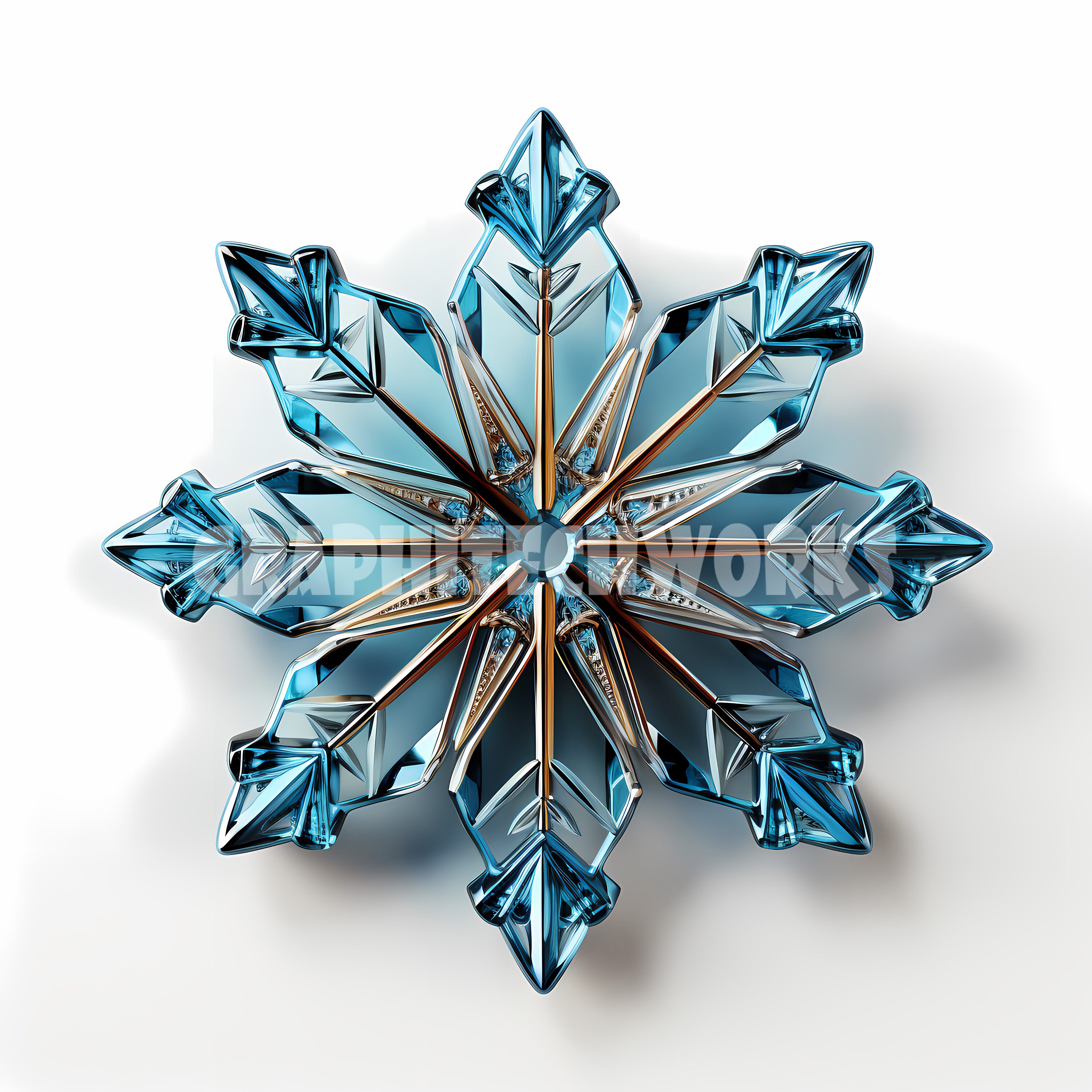 Snowflake 3D Clipart 12 Unique High Quality Jpgs Digital Download,card
