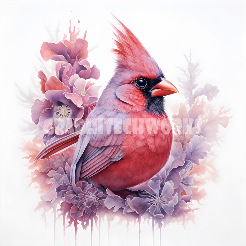 Red Cardinal Watercolor Digital File Instant Download Printable Wall ...