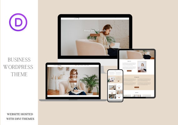 AMY Website Template for Divi Theme & Wordpress | For coaches, online courses, bloggers