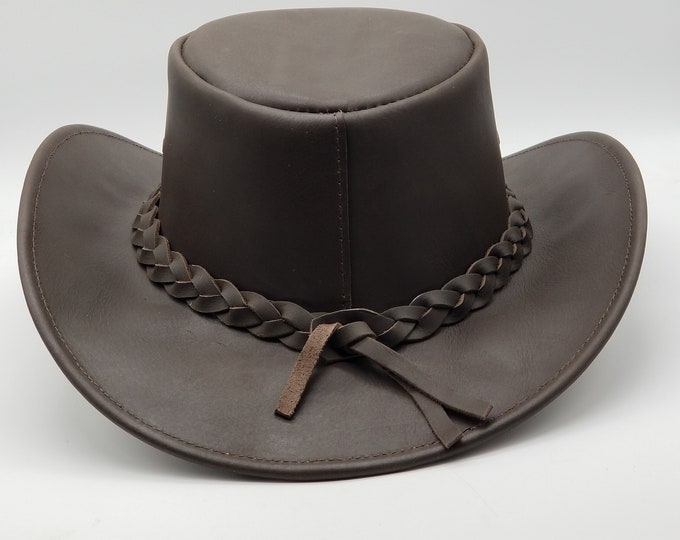 Cow Boy Hat / Genuine Cowhide Top Grain Leather Hat