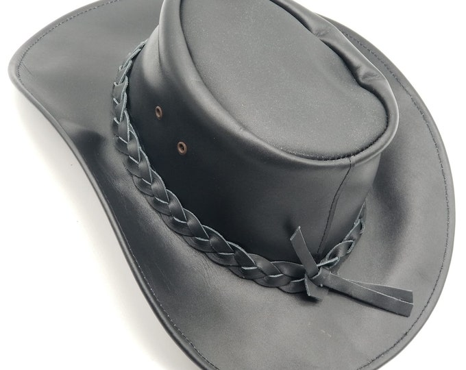 Cow Boy Hat / Genuine Cowhide Top Grain Leather Hat