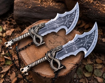 Blades of Chaos Replica Set - Kratos God of War Prop - Handmade Display Axes/Blades