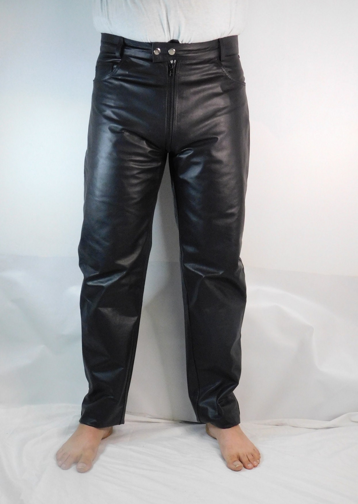 パンツ THE CRIMIE / cow leather pants Gay Leather Pants Black – Tight Cowhide Pants for Leathermen