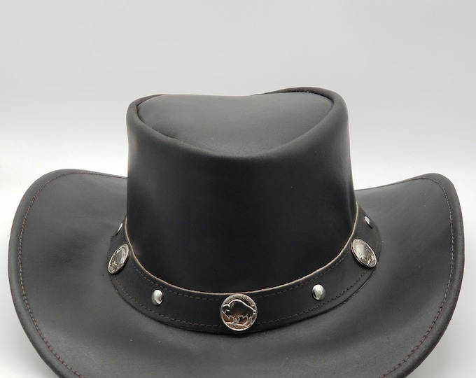Women's Black Cowgirl Hat – Genuine Leather Western Style Cowboy Hat