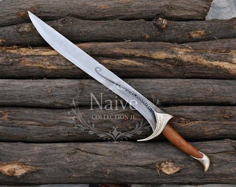 Handmade Elven Blade Replica - High Fantasy Short Sword with Engraved Blade - Custom Crafted Collector Item