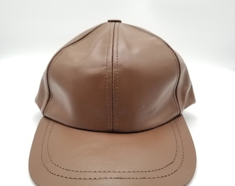 Handgefertigte Premium Leder Baseballkappe - Reiches Cognac Braun Six-Panel Design - Unisex