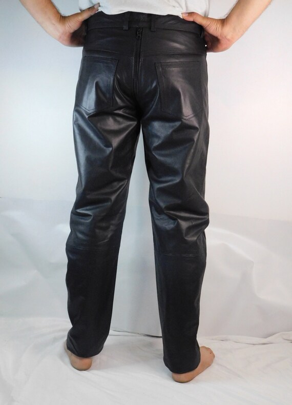 Cowhide Leather Motorcycle Pants: Full Zip, Double Button - Etsy