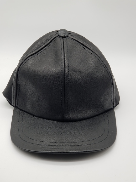 Premium Black Leather Baseball Cap | Genuine Lambskin Snapback Hat | Minimalist Streetwear for Men/Women