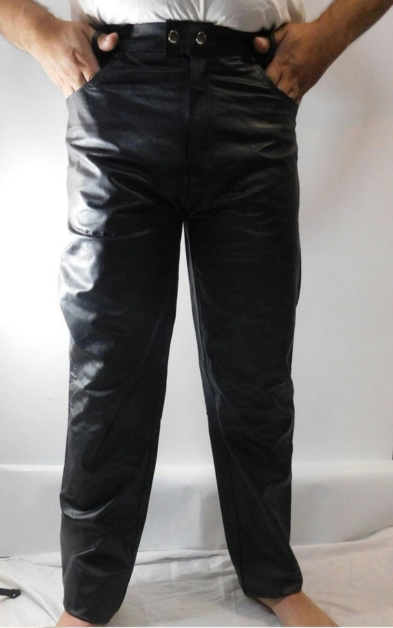 Men's Minimalist Black Leather Trousers | Everyday Straight-Leg Dress Pants
