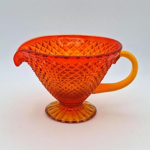 Vintage Jeannette Amberina Diamond Point Pitcher: 1950s Pressed Glass