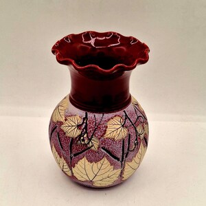 Vintage Wizard of Clay Vase: Handmade Pottery with Ruffled Edge