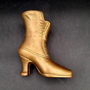 Vintage Brass Victorian Womens Boot Shoe Planter Vase Decorative Heeled Boot Statue
