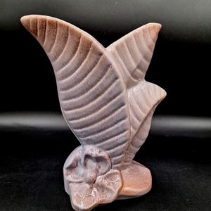 Vintage Gonder Pottery Purple Lavender Lilac Tropical Foliage Flower Vase Encased Pink USA H67 Art Pottery Three Fronds Palm Hawaiian
