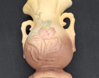 Vintage Hull Pottery Magnolia Vase: Pink, Yellow & Blue Floral Decor