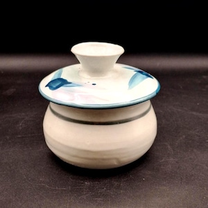 Vintage Signed Art Studio Pottery Butter Bell Blue and Lavender Tones