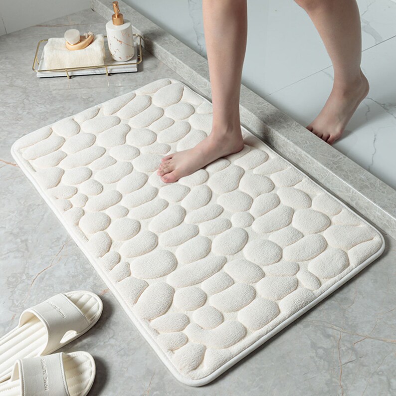 FREE SHIPPING! Multicolor Cobblestone Embossed Bath Mat, Rubber and Fluffy Mat, for Bathroom and Toilet