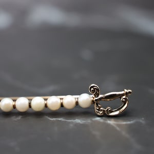 Gold Pearl Sword Brooch A&Z Company Vintage Pin