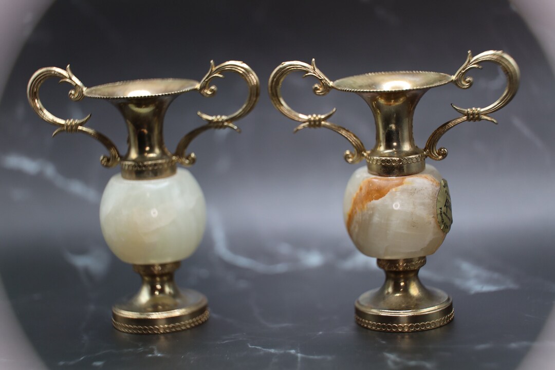 Vintage Marbled Onyx Mini Urn Vases Made in Italy Set of 2 Etsy