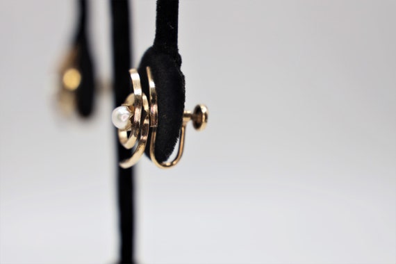 Vintage 12K Faux Pearl Earrings 1/20 Gold Filled … - image 4