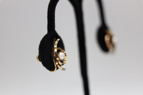 Vintage 12K Faux Pearl Earrings 1/20 Gold Filled … - image 7