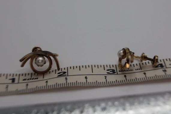 Vintage 12K Faux Pearl Earrings 1/20 Gold Filled … - image 10