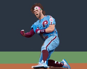 Rally Time! Bryce Harper Poster, Wall Art Printable, Digital Download, Man Cave Gift, Sports Art