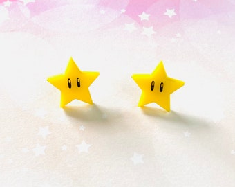 Mario Star acrylic stud earrings