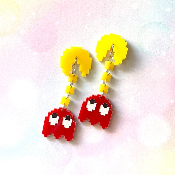 Pac-Man acrylic earrings