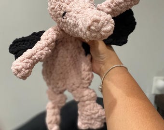 Crochet Pterodactyl Snuggler, Soft Blanket Yarn Dino Lovey