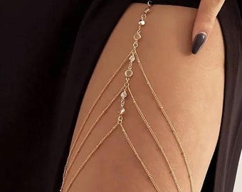 Perle Oberschenkel Kette für Frauen, Elegante Elastische Bein Kette Schmuck, Braut Oberschenkel Kette, Verstellbarer Körperschmuck, Minimalistisches Bein Accessoire