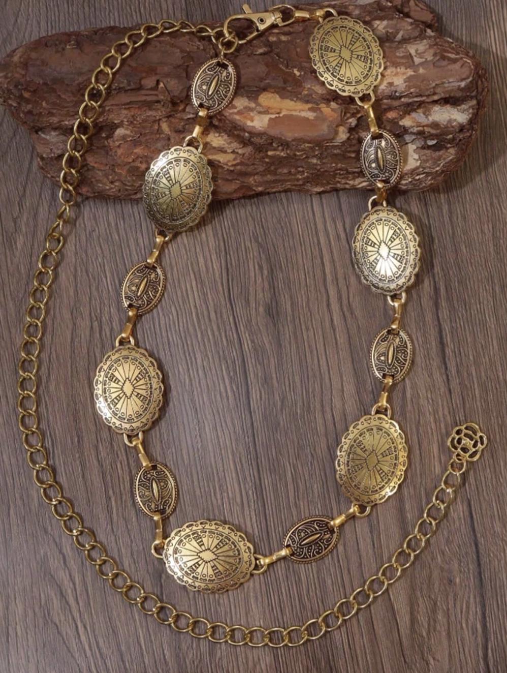 Gold Chain Waist Belt for Women, Adjustable Boho Festival  display picture 3