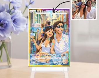 Custom Couple Acrylic Game Card, Custom Trading Card , Custom Illustration Card, Anime Card, Gift For Boyfriend Girlfriend, Cartoon Art