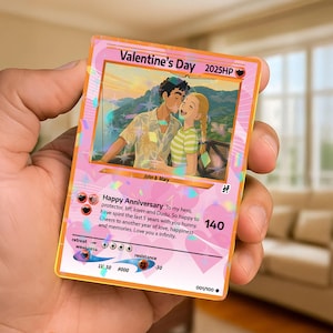 Retrato de anime de aniversario personalizado, tarjeta de pareja personalizada, tarjeta de regalo, tarjeta de aniversario original, regalo para novio o novia.