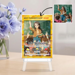 Aangepaste acrylkaart terug naar school anime, gepersonaliseerde foto terug naar school kaart, cadeau voor leraar van student, lerarenkaart