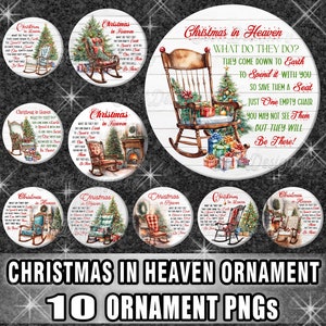 10 Retro Christmas in Heaven Ornament Png, Round Christmas Ornament Png, Christmas Ornament Png, Xmas Ornament Png, Digital Download