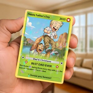 Carte d'anime personnalisée pour la fête des pères, cadeau de fête des pères pour papa, carte d'anime photo personnalisée, cadeaux pour papa joueur, cadeau pour garçon