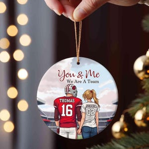 We Are A Team Circle Ceramic Ornament, Personalized Football Couple ...
