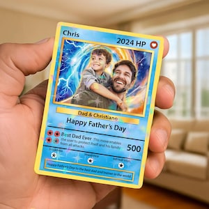 Cartes à collectionner personnalisées pour la fête des pères, cadeaux pour papa amateur de jeux, cartes d'anime avec photo personnalisée à échanger, cadeau mari gamer, cadeau nouveau papa