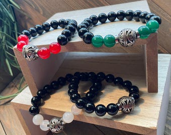 10mm Black Onyx Bracelet for Women – Beaded Gemstone Jewelry with Focal Bead