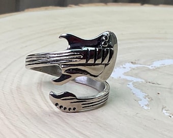 Guitar Wrap Ring for Men – Stainless Steel Music Gift for Him. FREE SHIPPING Father's Day Special!!