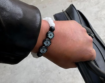 Handmade Gemstone Stretch Bracelet - Jade, Carnelian, Onyx