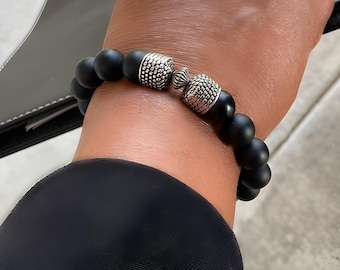 Matte Onyx Bracelet – 10mm Gemstone Beads, Minimalist Gift for Her.