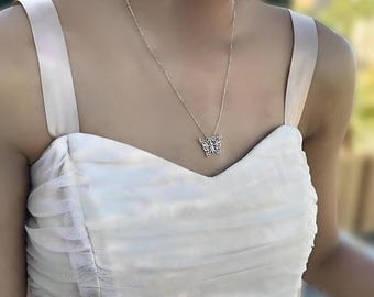 Rose Gold Butterfly Necklace – Solid 925 Sterling Silver (not plated), Dainty Gift for Her