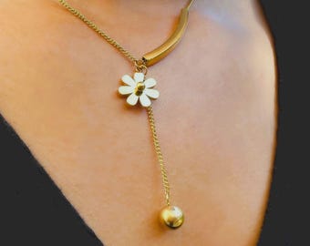 Daisy Tassel Necklace – Titanium Stainless Steel Gift for Her