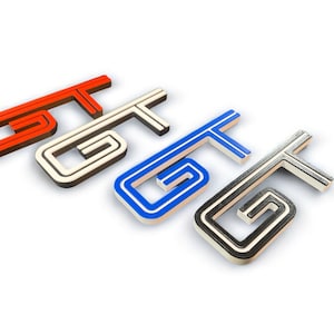 Custom Multicolored GT Badge - Personalized Car Emblem, Unique Design, Perfect for Mustang Lovers