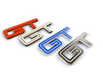 Custom Multicolored GT Badge - Personalized Car Emblem, Unique Design, Perfect for Mustang Lovers