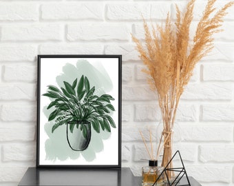 Stampa del giglio della pace, stampa vegetale Wall Art Decor, Boho Home Decor, stampa botanica, stampa d'arte, decorazione della parete stampabile